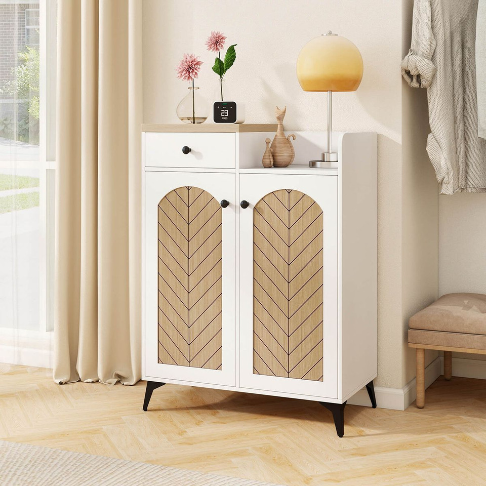 2-Door Shoe Rack Organizer with Drawer and 6 Removable Shelves product image