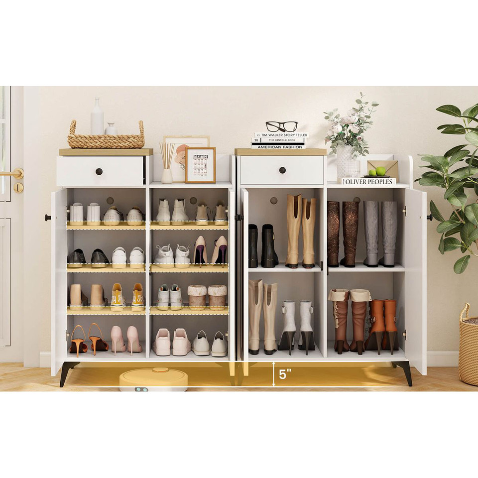 2-Door Shoe Rack Organizer with Drawer and 6 Removable Shelves product image