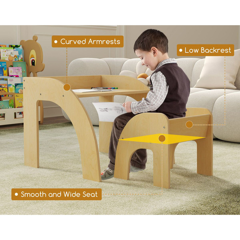 Kids' Table & Chair Set with Wide Tabletop & Curved Edges product image