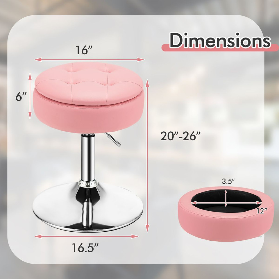 Adjustable 360° Swivel Storage Stool with Removable Tray product image