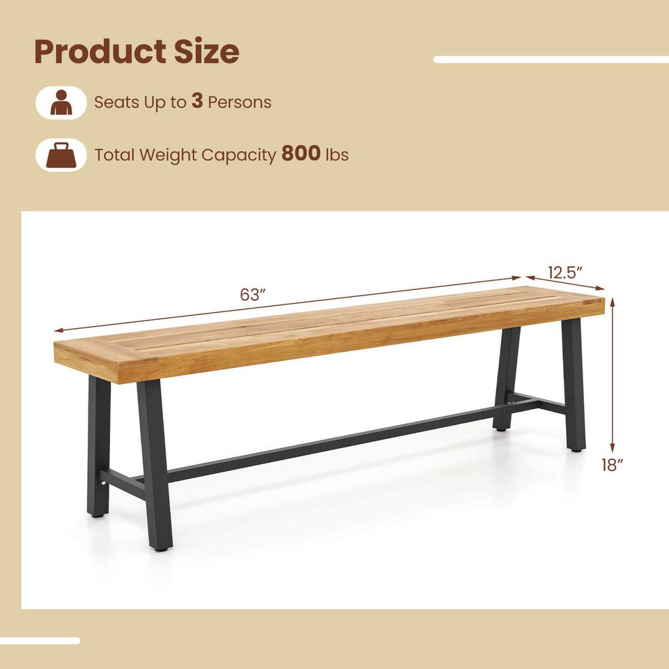 63" Long Outdoor Acacia Wood Bench product image