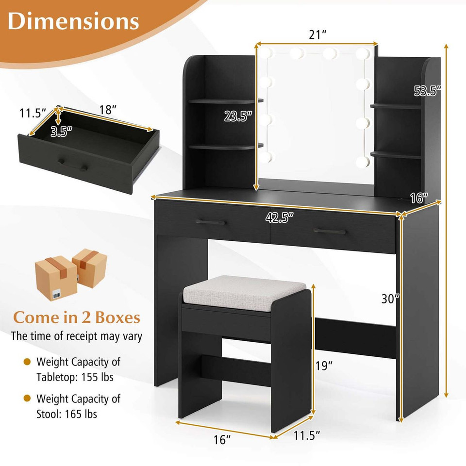 Makeup Vanity Desk with Lighted Mirror product image