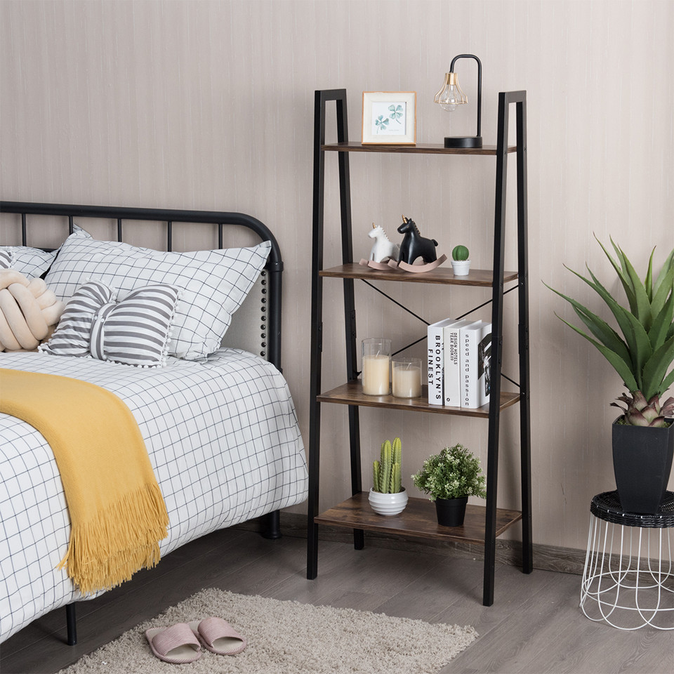 4-Tier Industrial Storage Ladder Bookcase product image