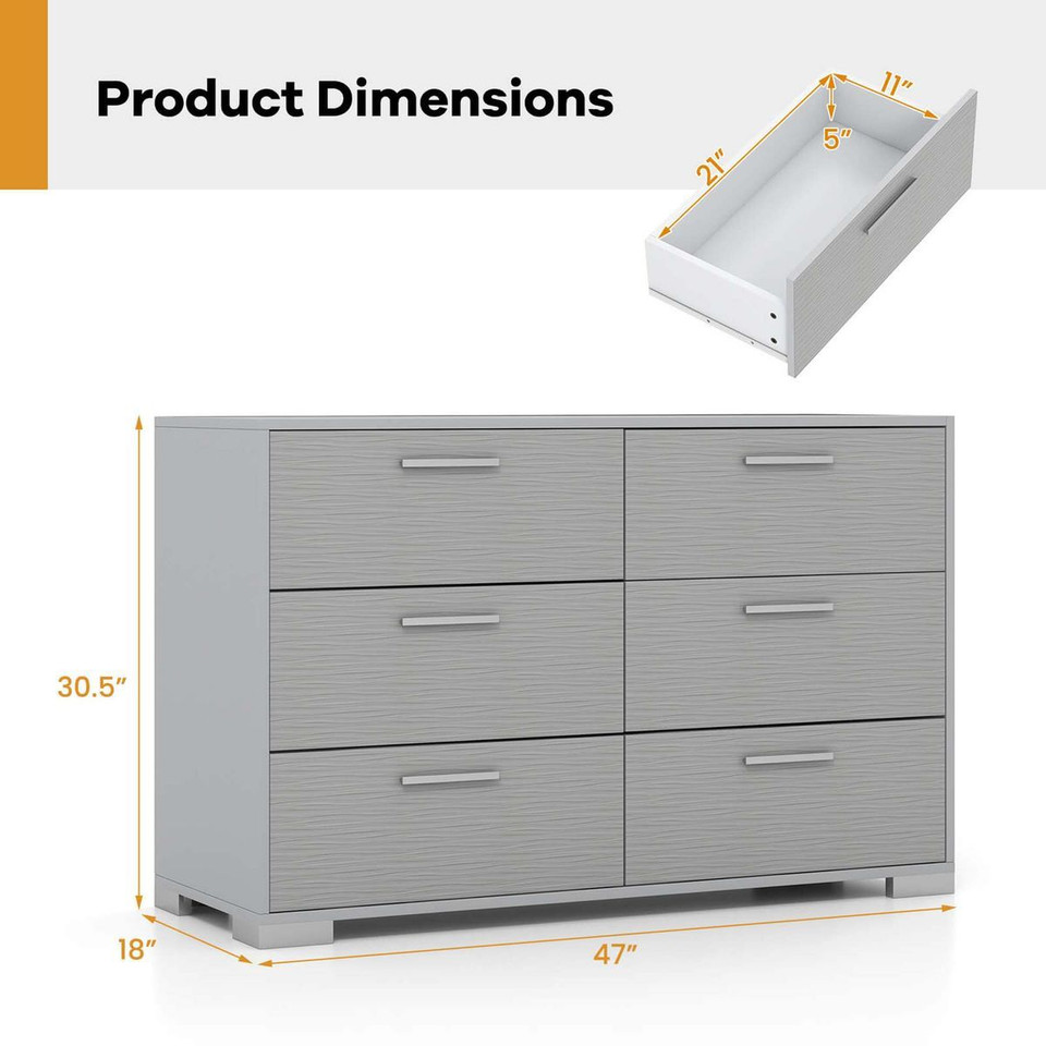 4/6-Drawer Chest of Drawers or Dresser with Metal Legs & Handles product image