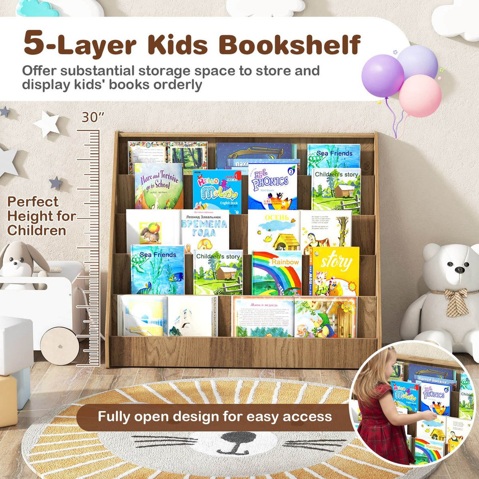 5-Tier Kids' Bookshelf with Deep Compartments (3 Colors) product image