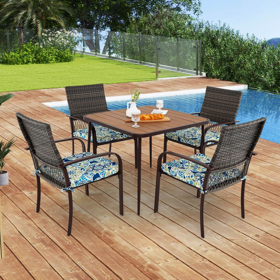 5-Piece Patio Dining Set with Wood-Plastic Tabletop product image