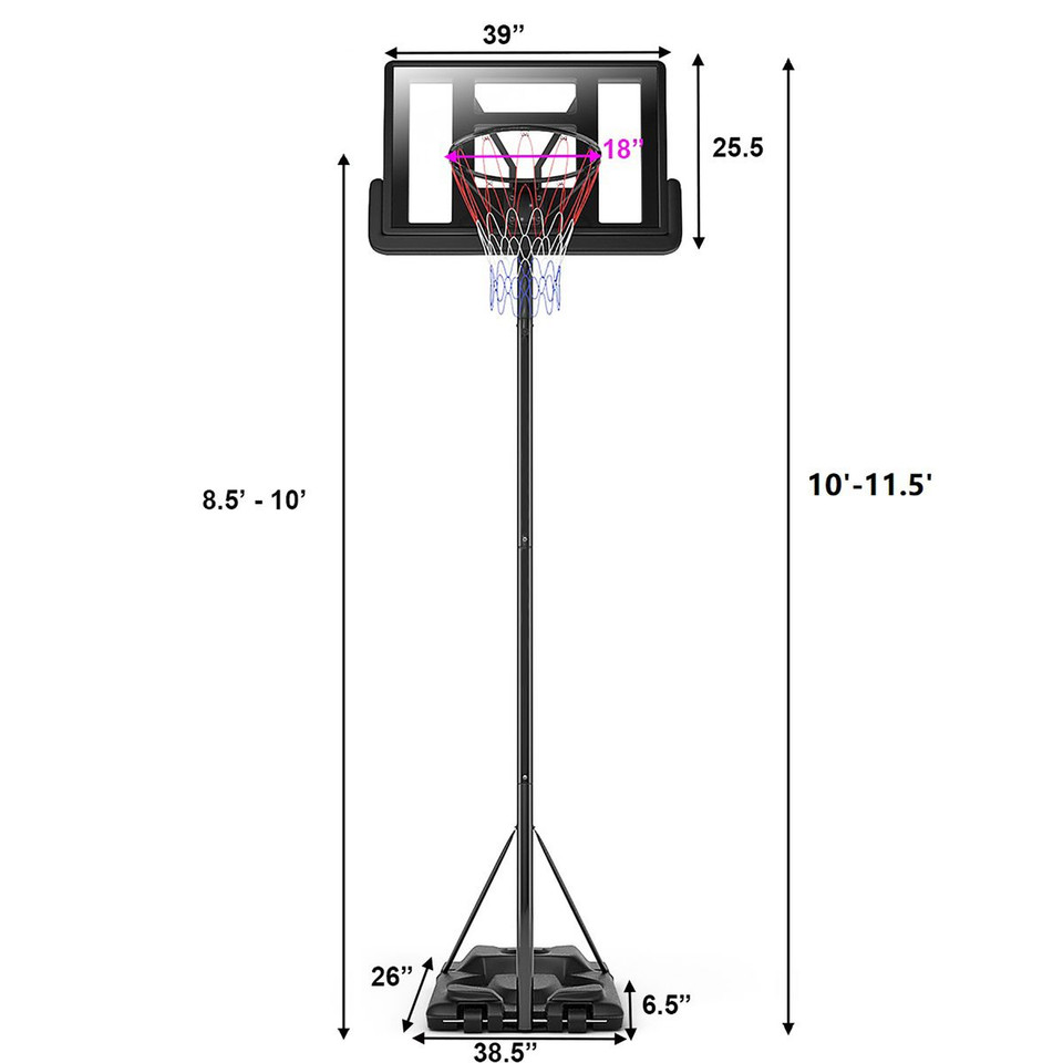 Height-Adjustable Portable Basketball Hoop System product image