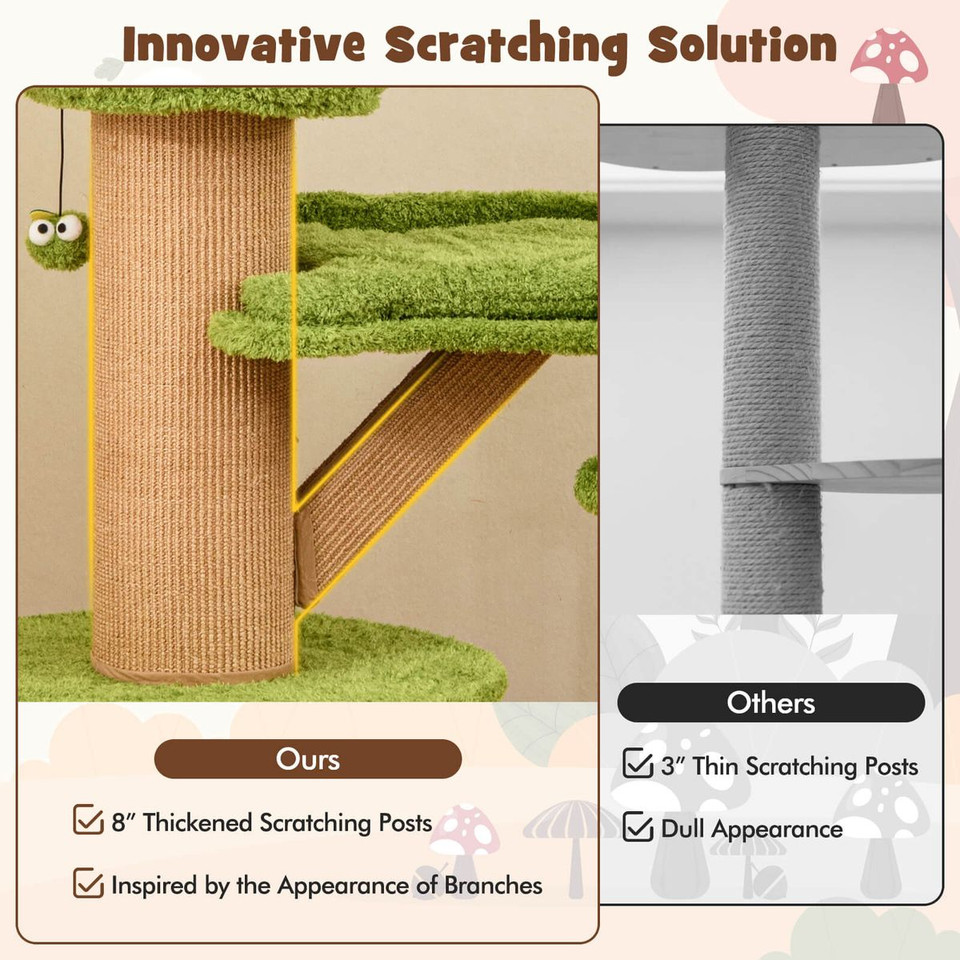 48-Inch Mushroom Condo Cat Tree with 2 Plush Perches product image