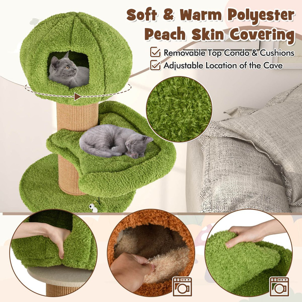 48-Inch Mushroom Condo Cat Tree with 2 Plush Perches product image