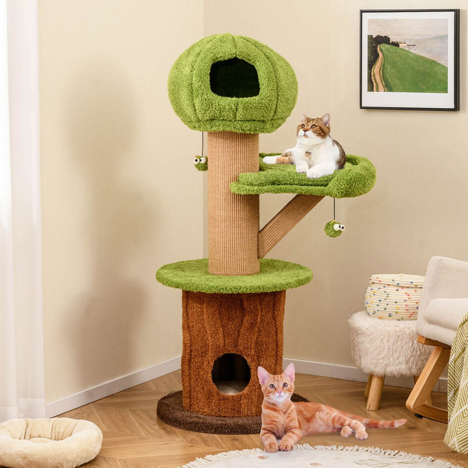 48-Inch Mushroom Condo Cat Tree with 2 Plush Perches product image