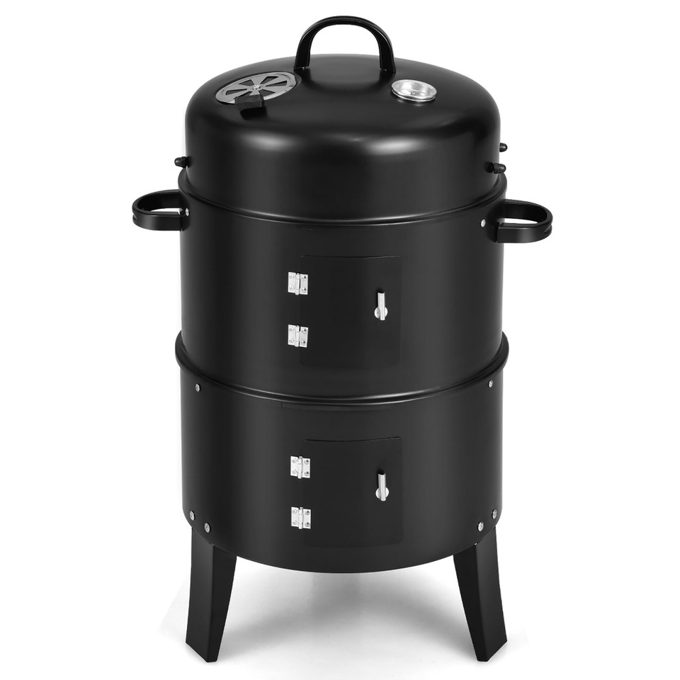 3-in-1 Vertical Charcoal Smoker Portable BBQ Grill product image