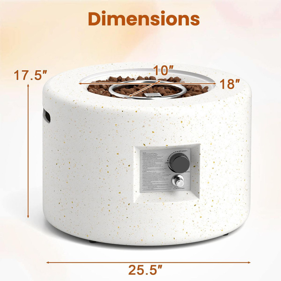 Round Terrazzo Propane Gas Fire Pit with Hideaway Tank Holder & Lava Rocks product image
