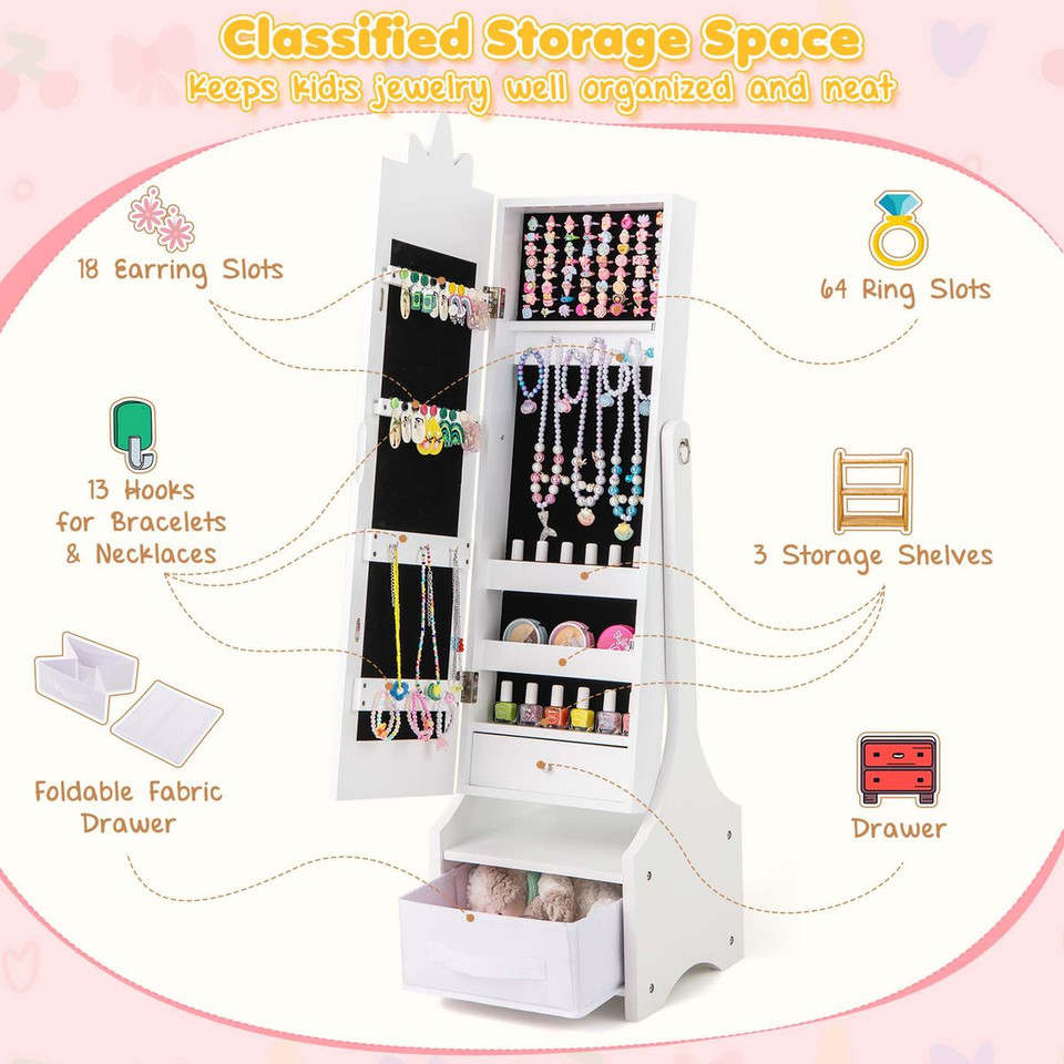 Kids Princess Makeup Vanity Set with Jewelry Cabinet product image