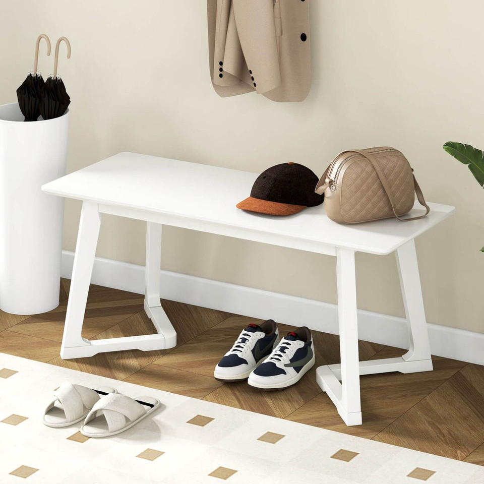 42" Modern Entryway Bench with Rubber Wood Legs product image