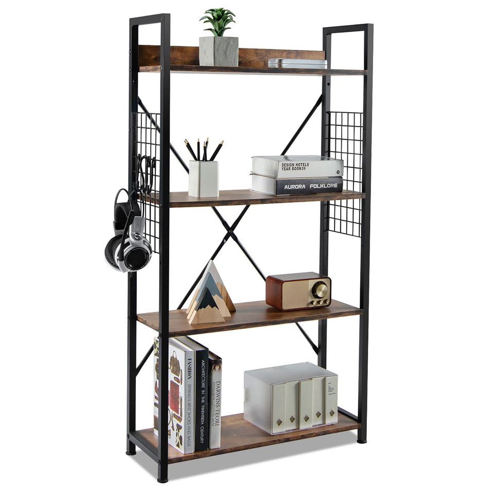 4-Tier Industrial Open-Storage Bookshelf product image