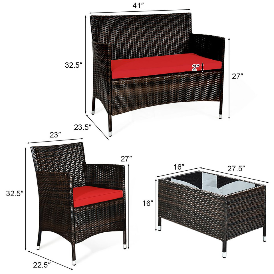 4-Piece Rattan Patio Furniture Set product image