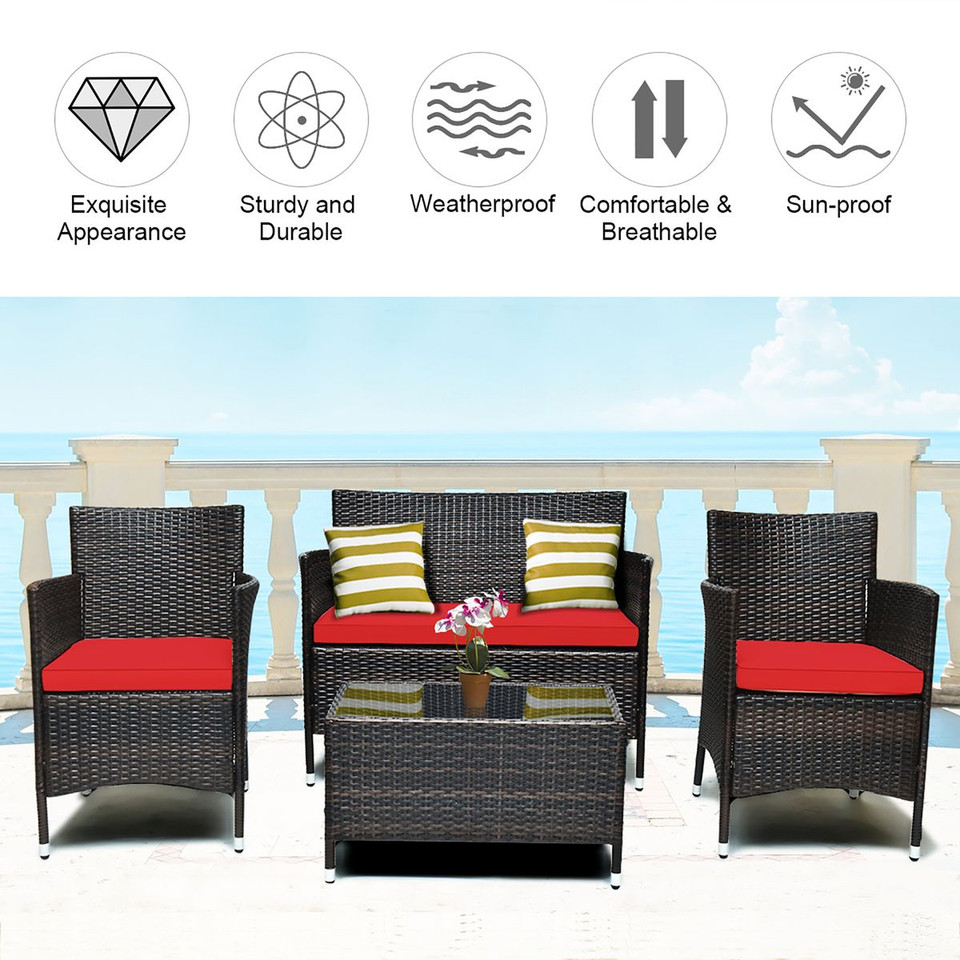 4-Piece Rattan Patio Furniture Set product image