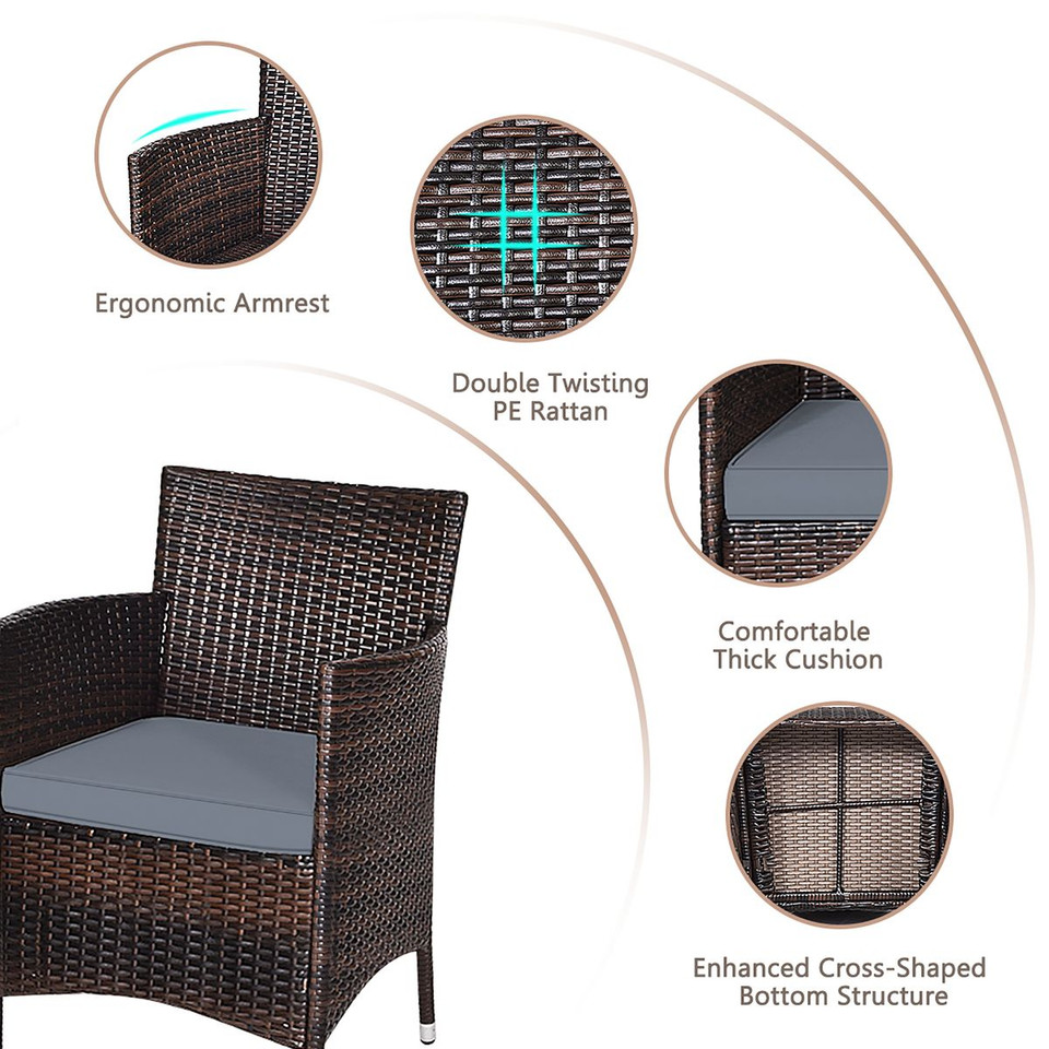 3-Piece Outdoor PE Rattan Wicker Furniture Set product image