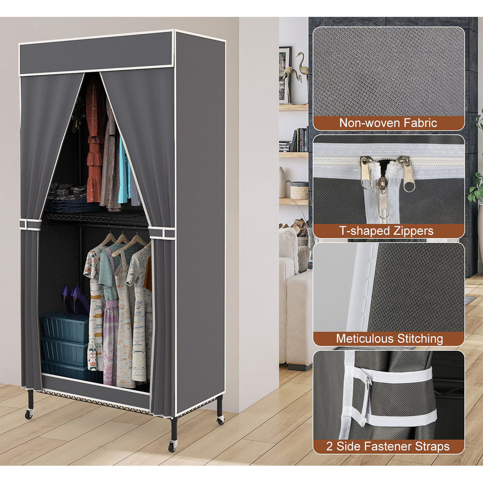 2-Tier Clothing Rack with Cover product image