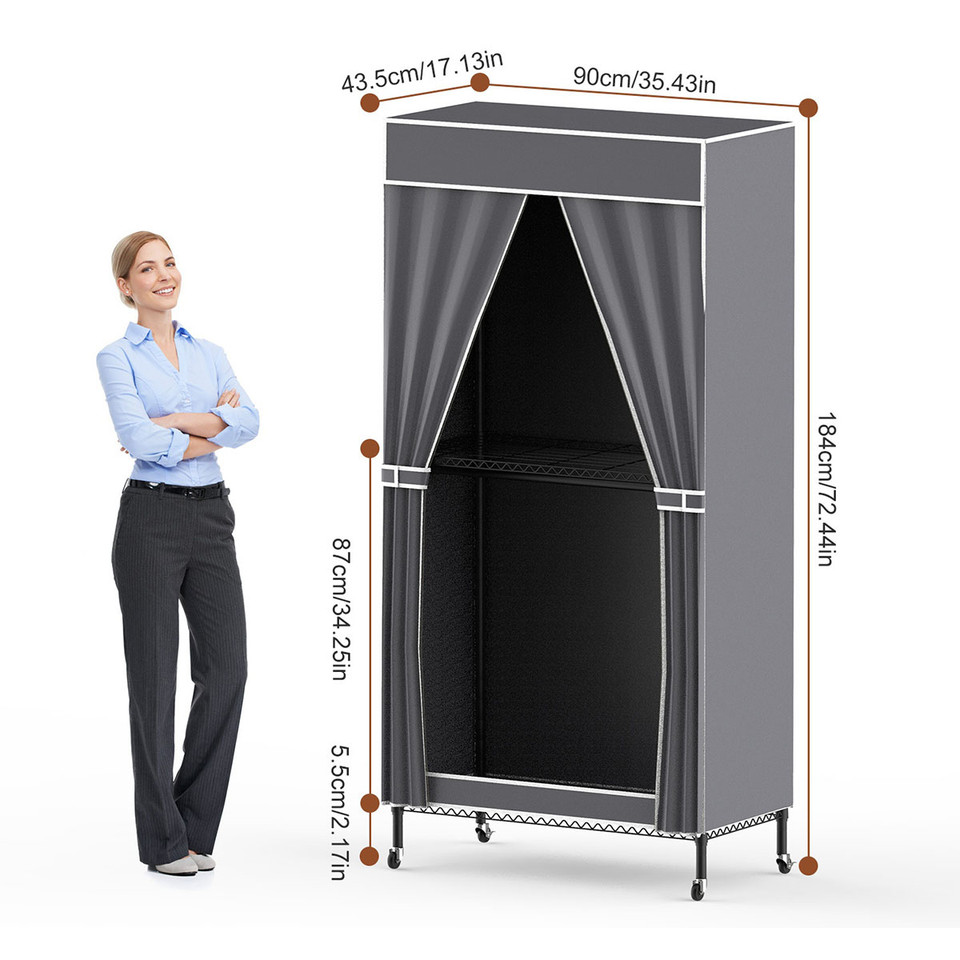 2-Tier Clothing Rack with Cover product image