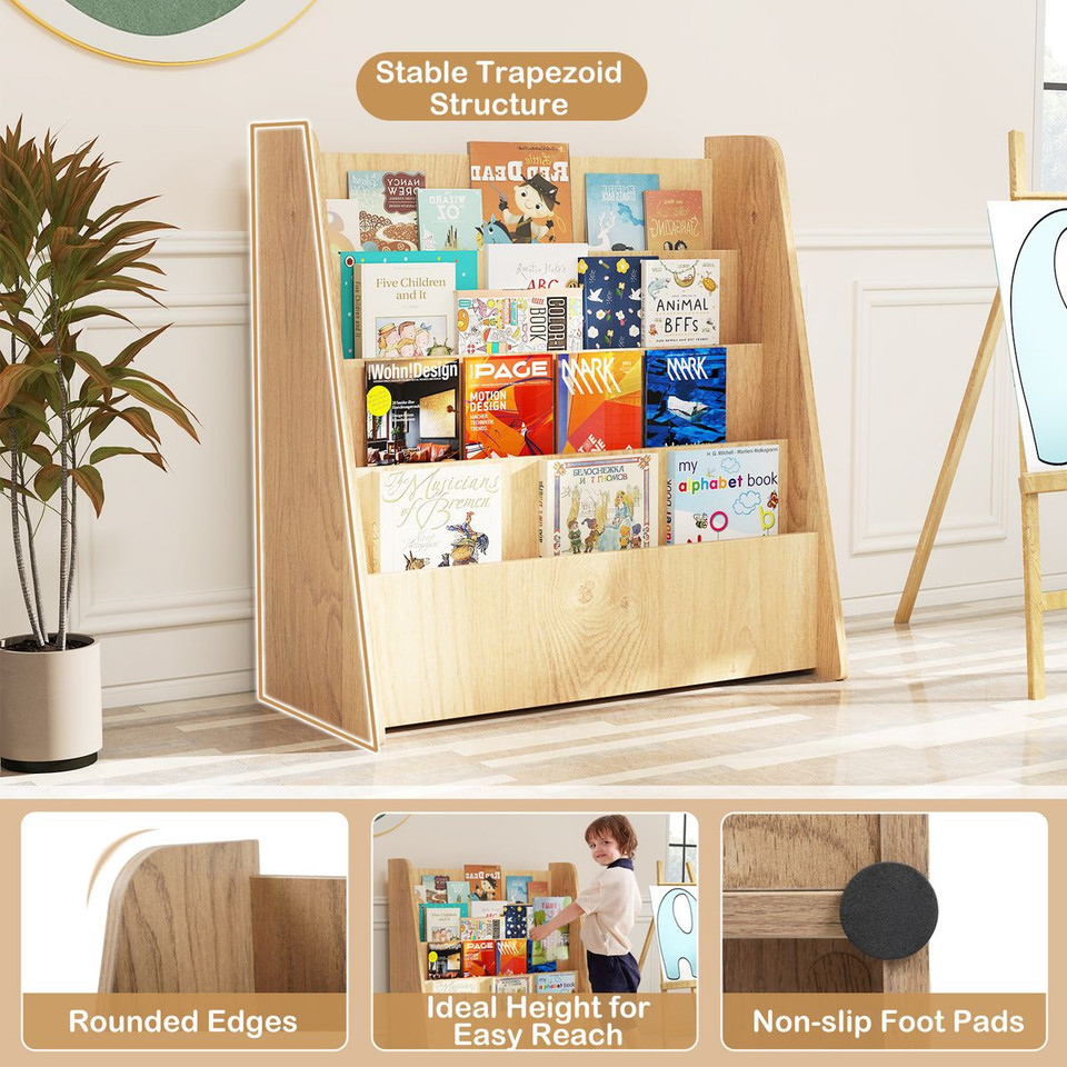 4-Tier Kids Wooden Bookshelf product image