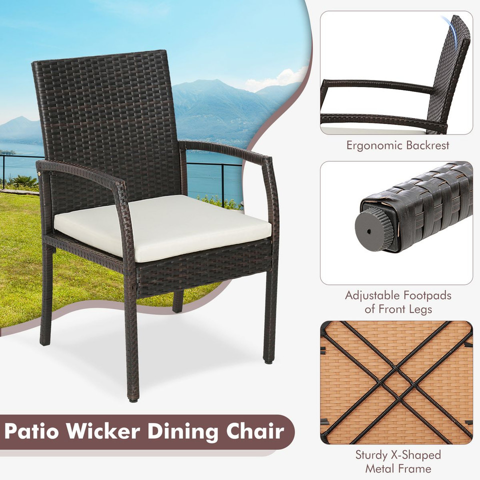 7-Piece Patio Wicker Dining Set with Acacia Wood Tabletop product image