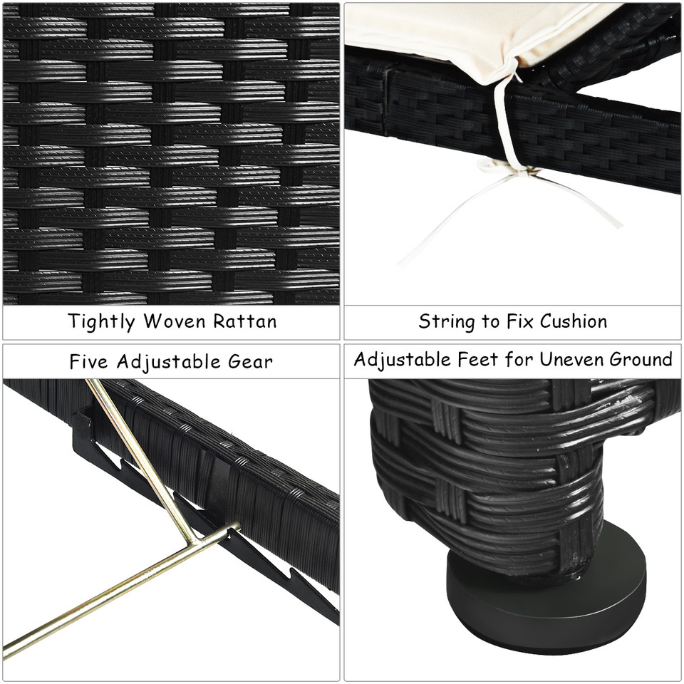 Patio Rattan Chaise Recliner Lounge Chair (Set of 2) product image