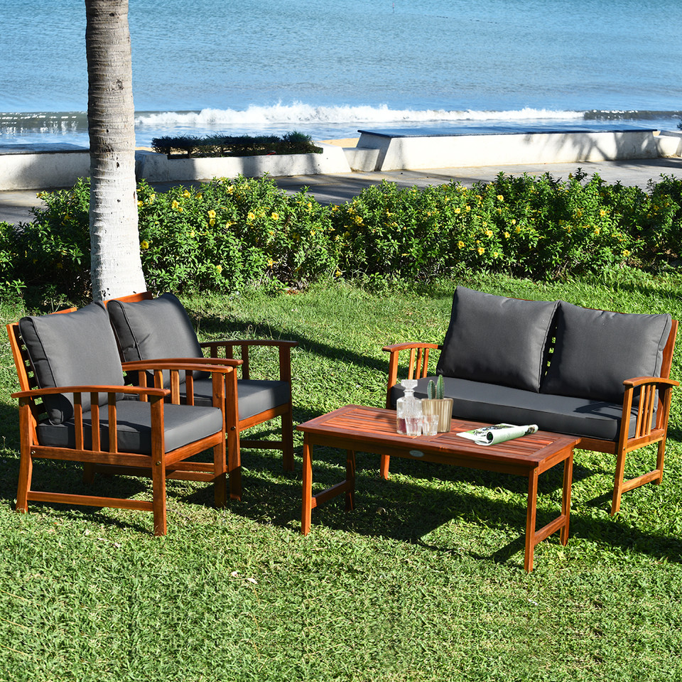 4-Piece Wooden Patio Furniture Set product image