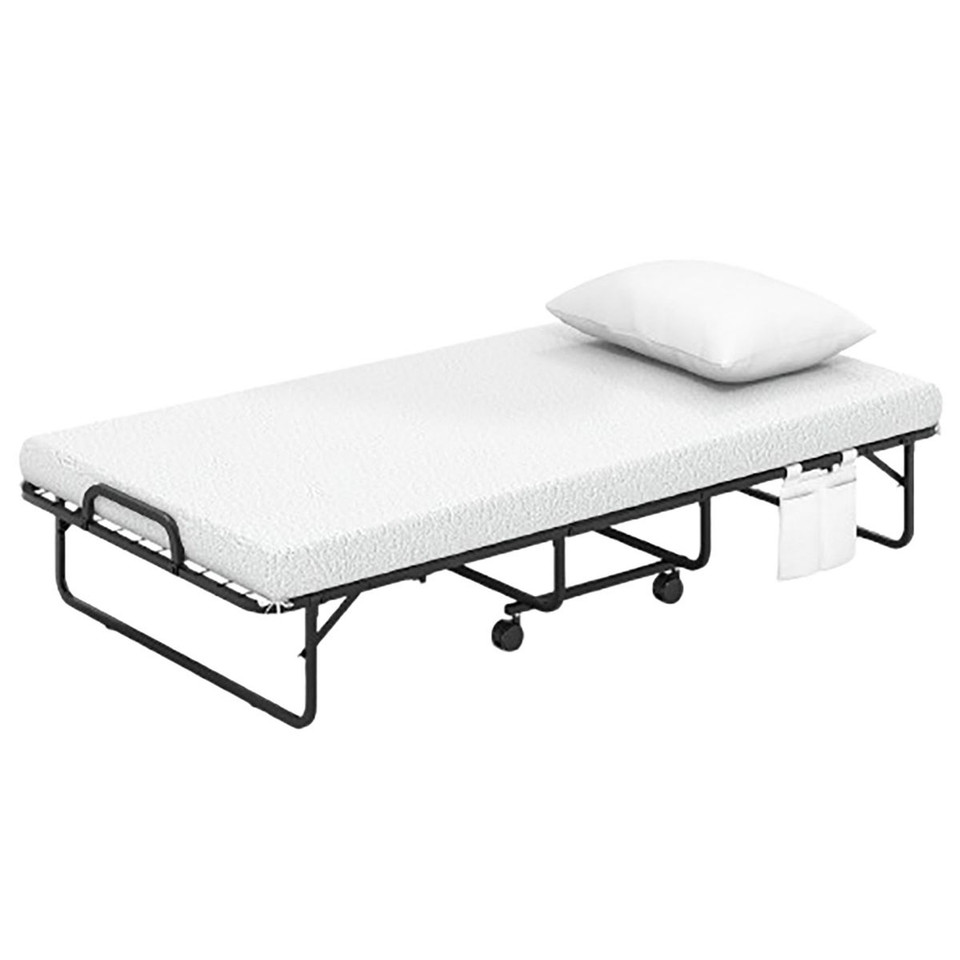 Twin Folding Bed with Memory Foam Mattress and Pillow - Portable Guest Bed product image