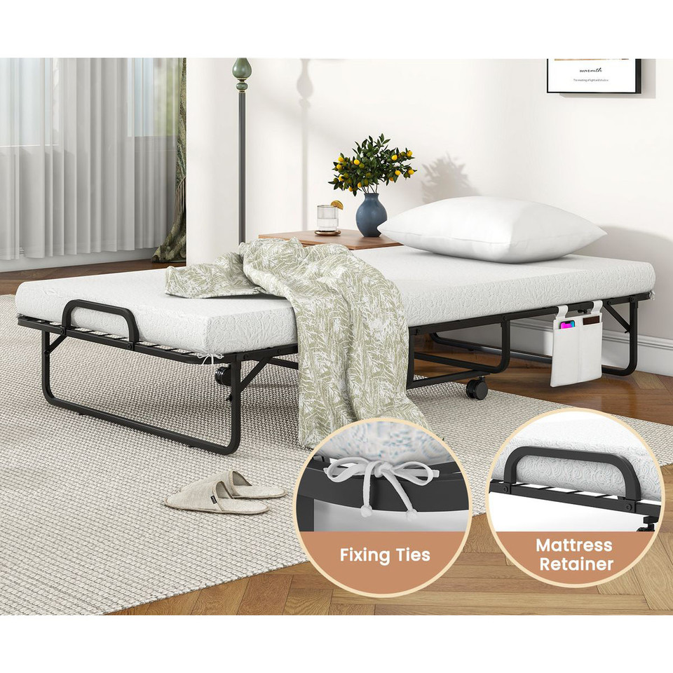 Twin Folding Bed with Memory Foam Mattress and Pillow - Portable Guest Bed product image