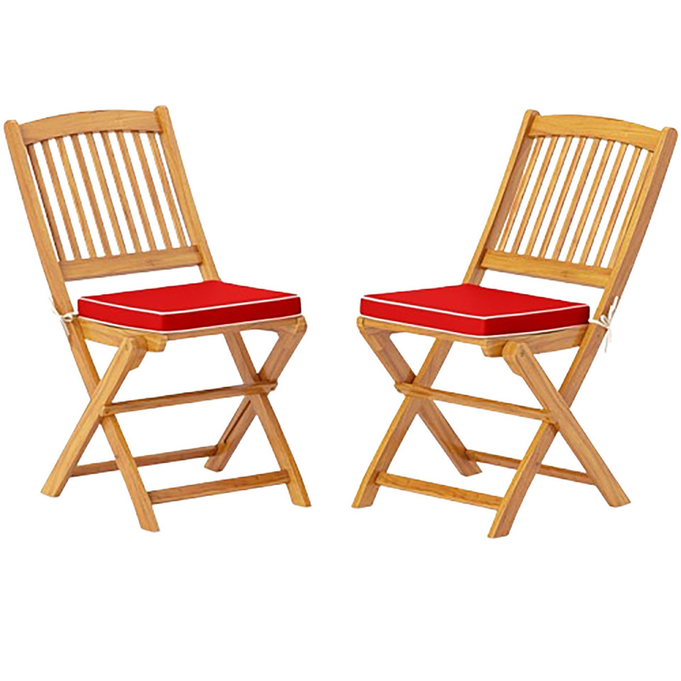 Outdoor Folding Chairs with Seat Cushions (Set of 2) product image