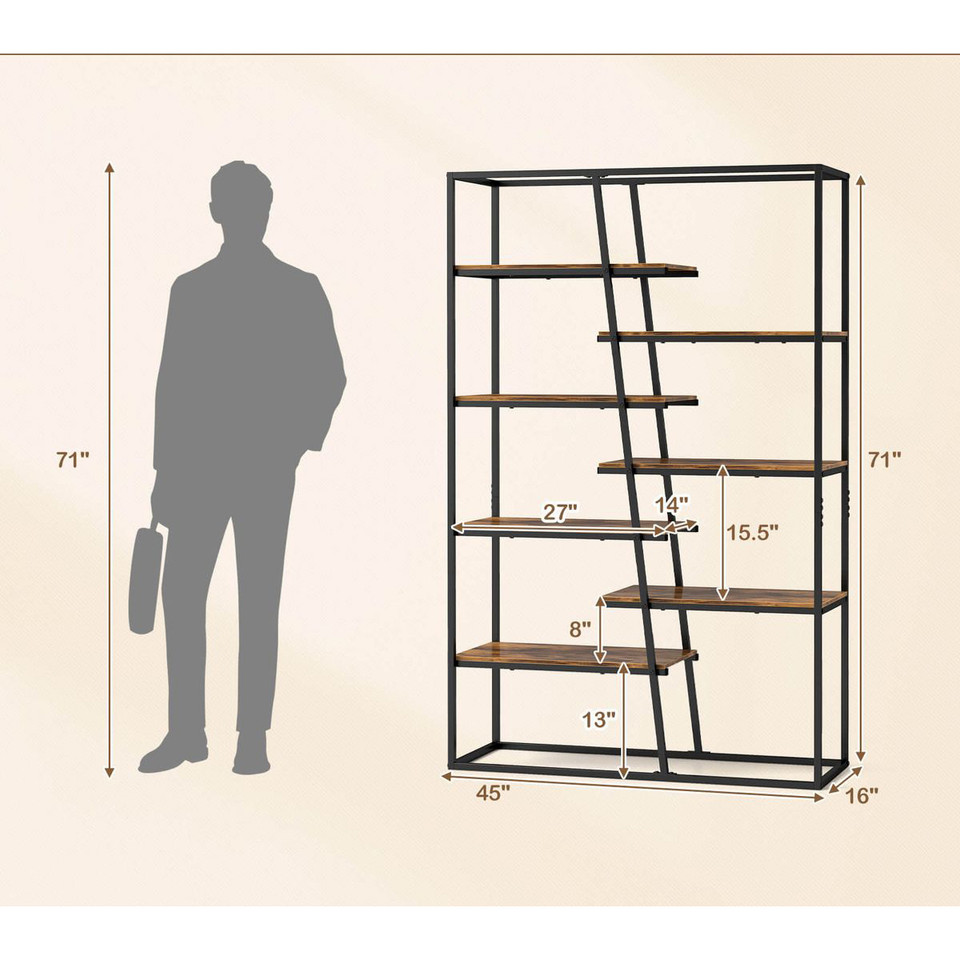 71-Inch 7-Tier Industrial Etagere Bookcase product image