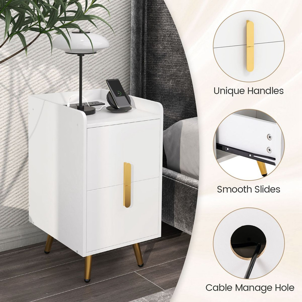 Nightstand with Charging Station & Drawers product image