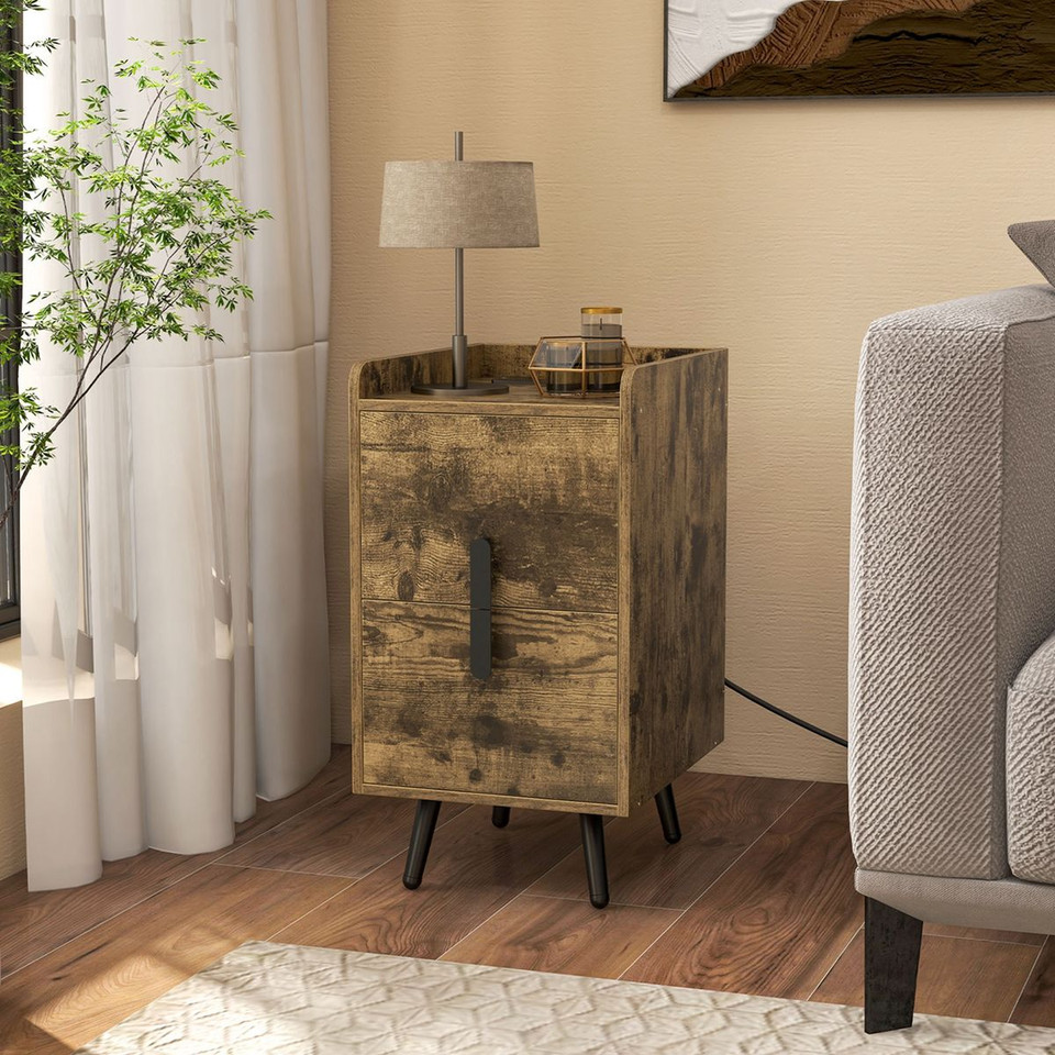Nightstand with Charging Station & Drawers product image