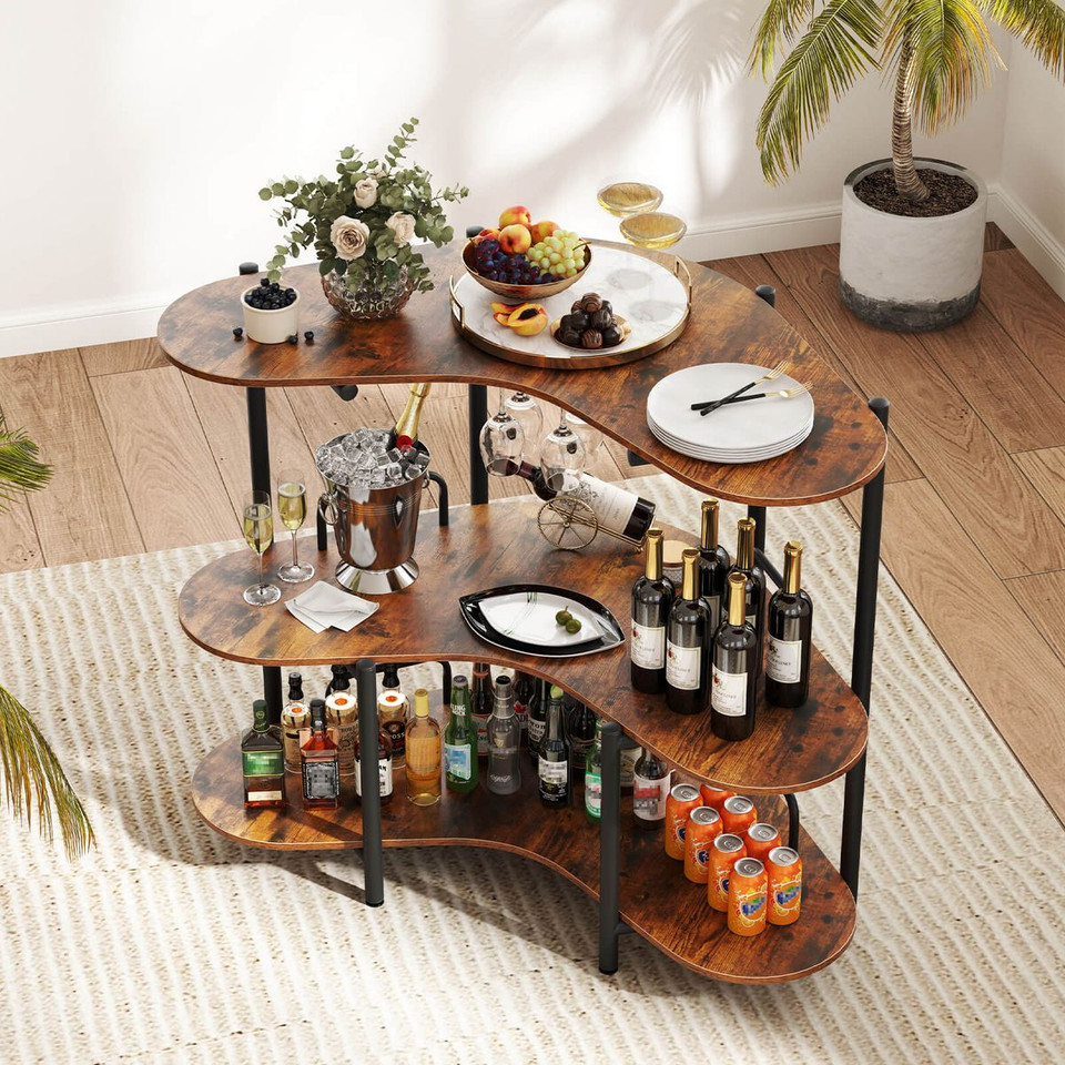 3-Tier Home Bar Unit with Stemware Racks product image