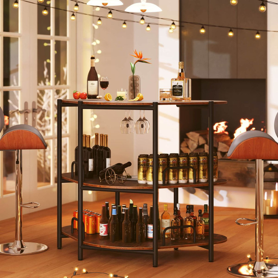 3-Tier Home Bar Unit with Stemware Racks product image