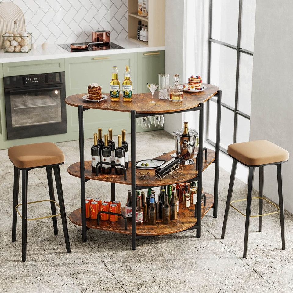 3-Tier Home Bar Unit with Stemware Racks product image