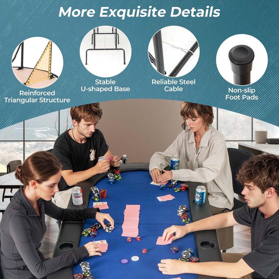 8-Player Poker Table with Cup Holders product image