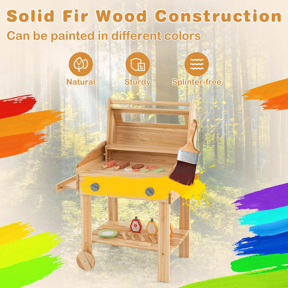 Wooden Barbecue Grill Playset with Play Food and Grilling Tools  product image