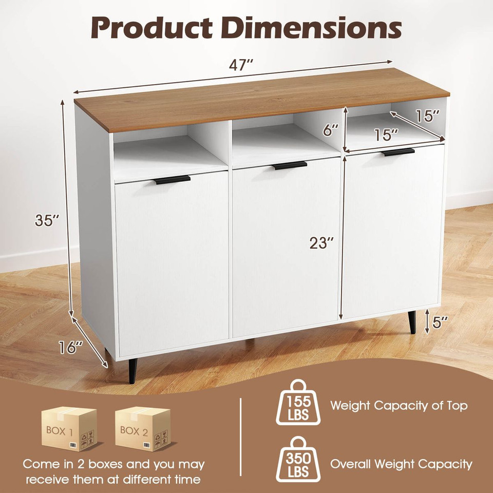 Buffet Sideboard with 3 Cabinets and Shelves  product image
