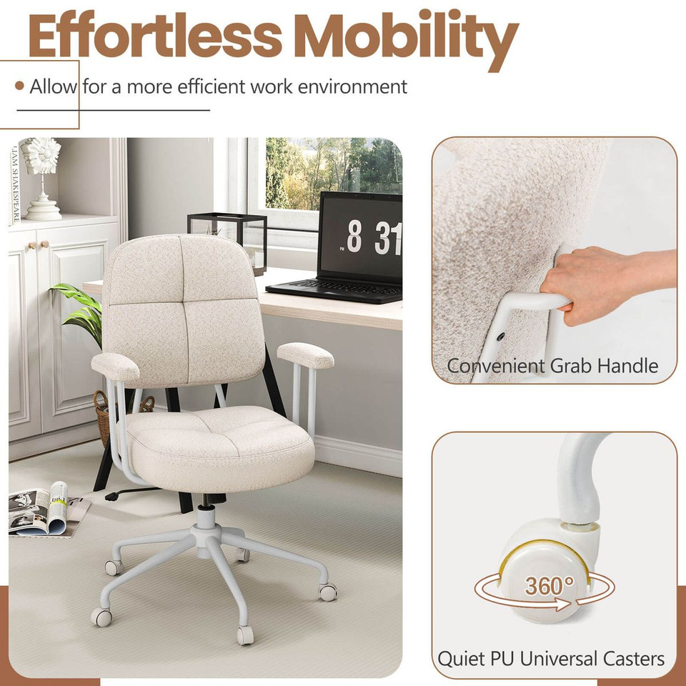 Leathaire Upholstered Home Office Chair with Cushioned Back product image