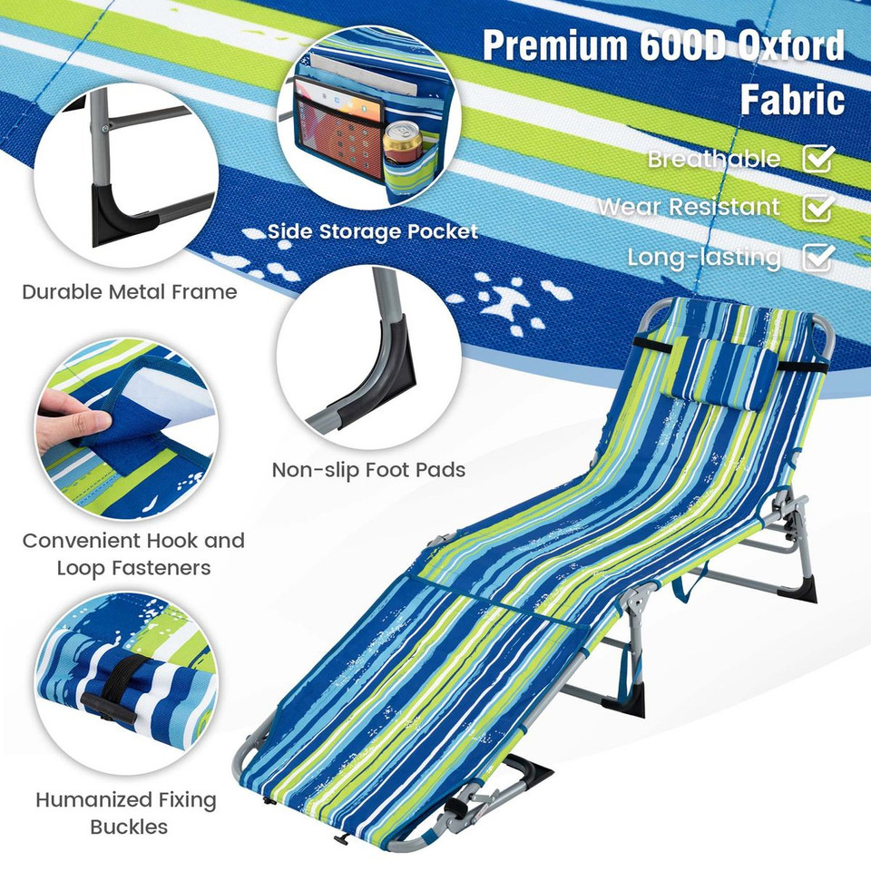 Outdoor Folding Chaise Lounge (1- or 2-Pack) product image