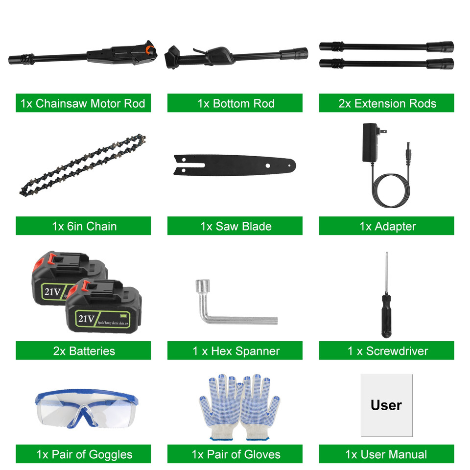Tree Trimming Pole Saw with Extension Rods & 2 Rechargeable Batteries product image