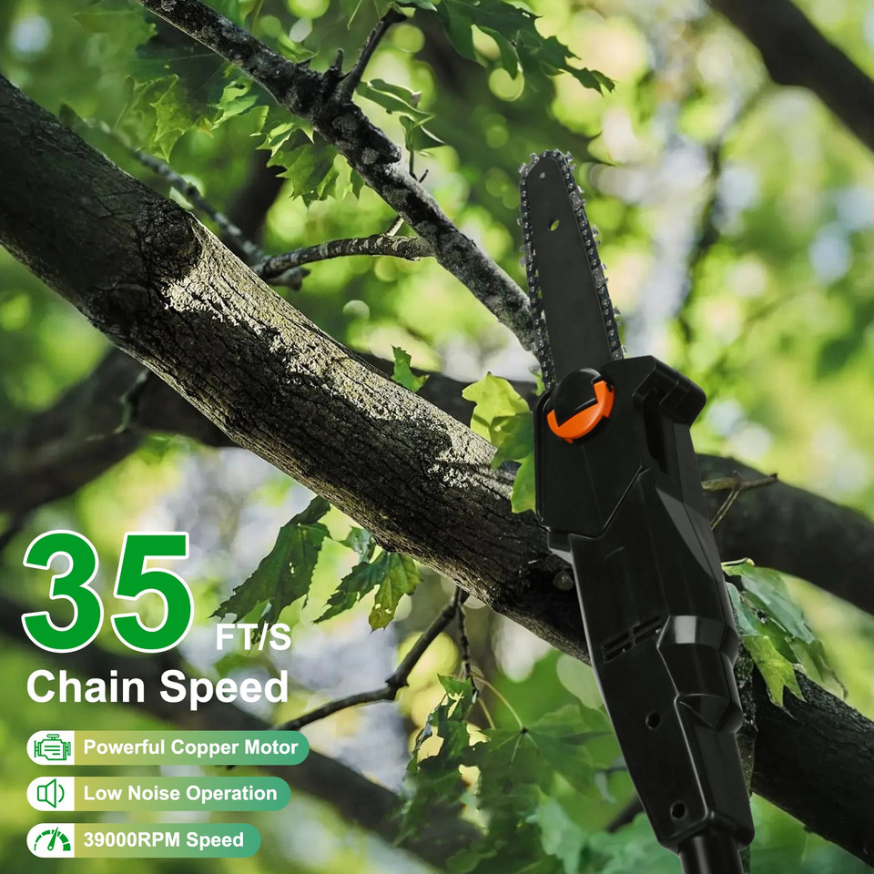 Tree Trimming Pole Saw with Extension Rods & 2 Rechargeable Batteries product image