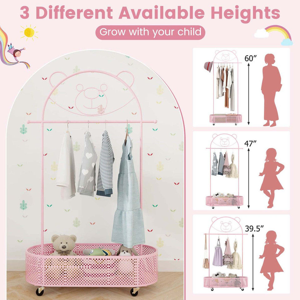 Kid Clothes Rack with 3 Adjustable Heights product image