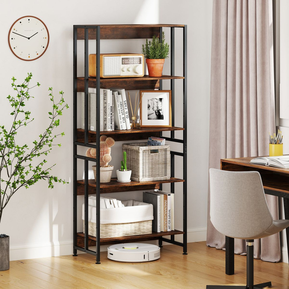 62" Tall 5-Tier Bookshelf with Tiltable Shelves product image