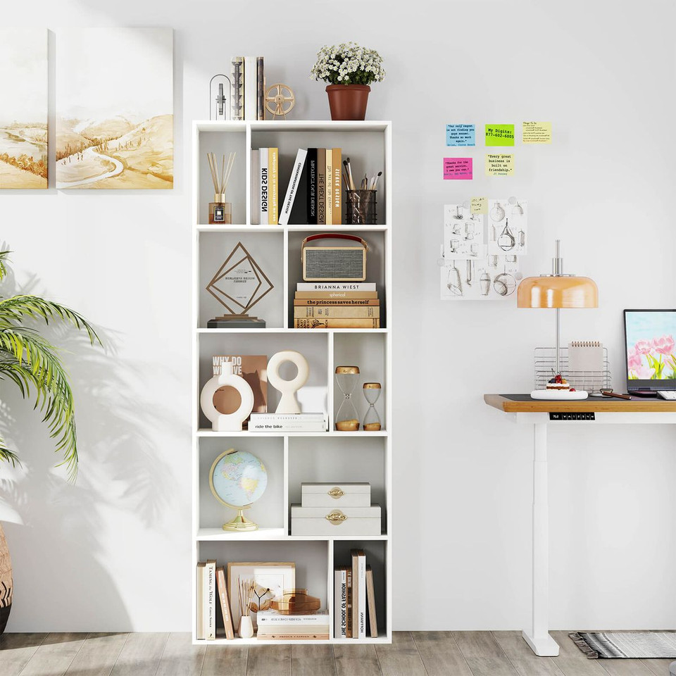 63" Tall Floor Standing Open Bookshelf with 10 Cubbies product image