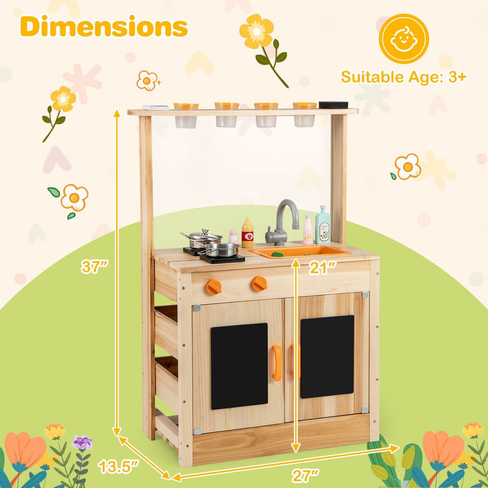 Mud Kitchen for Kids with Planting Pots and Removable Sink product image