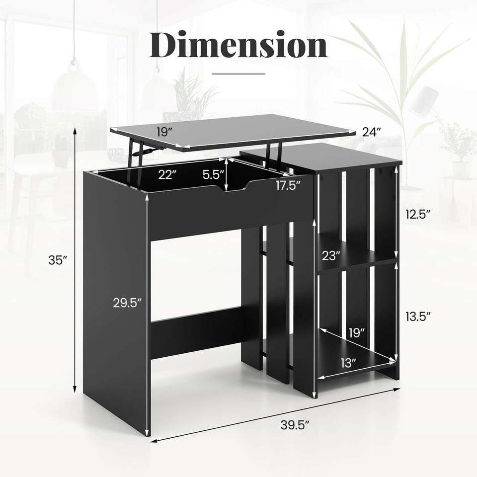 Lift-Top Standing Computer Desk with Shelves  product image