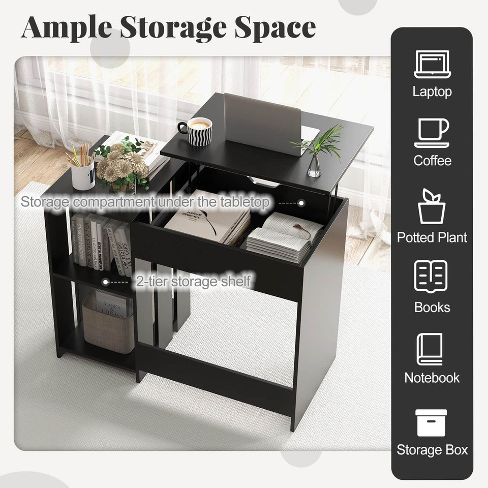 Lift-Top Standing Computer Desk with Shelves  product image